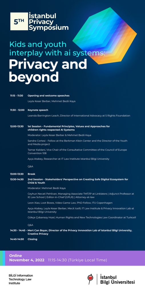 5th Istanbul Privacy Symposium - Kids and Youth Interplay with AI Systems: Privacy and Beyond